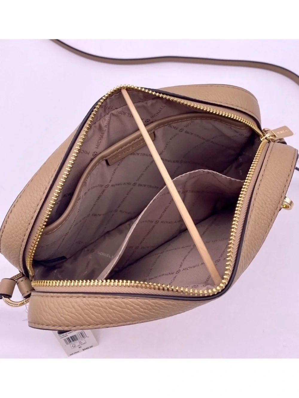 Michael Kors Large EW Zip Chain Crossbody Bag Camel color with real calf